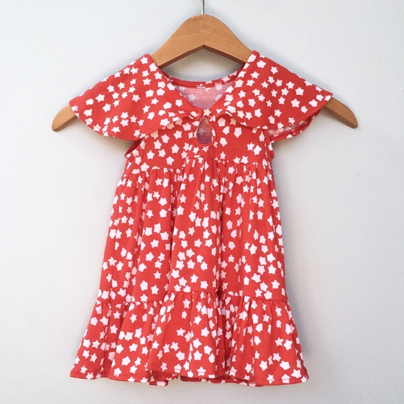 Like New! Cat & Jack Red Star Pattern Dress - Picture 2 of 8